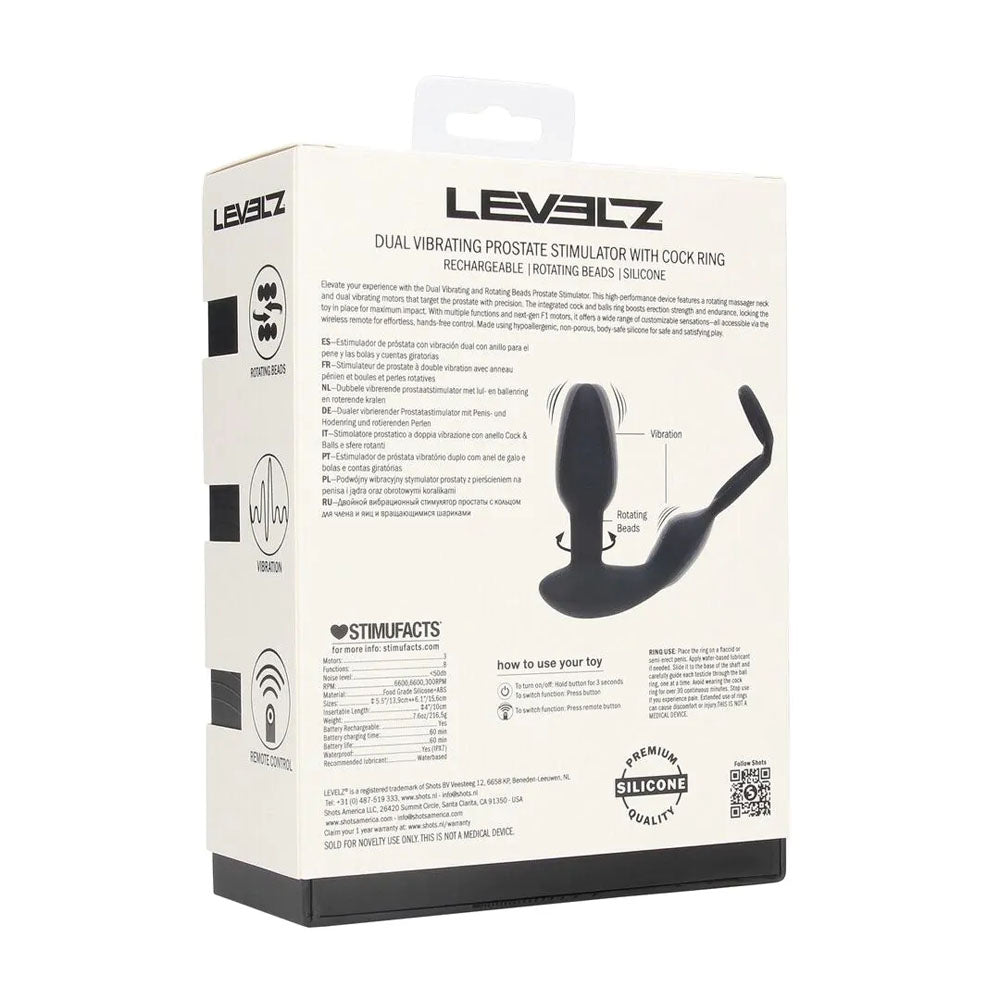 Levelz Dual Vibrating Prostate Stimulator With Cock Ring Black Usb Rechargeable Vibrating Butt Plug With Cock Ring