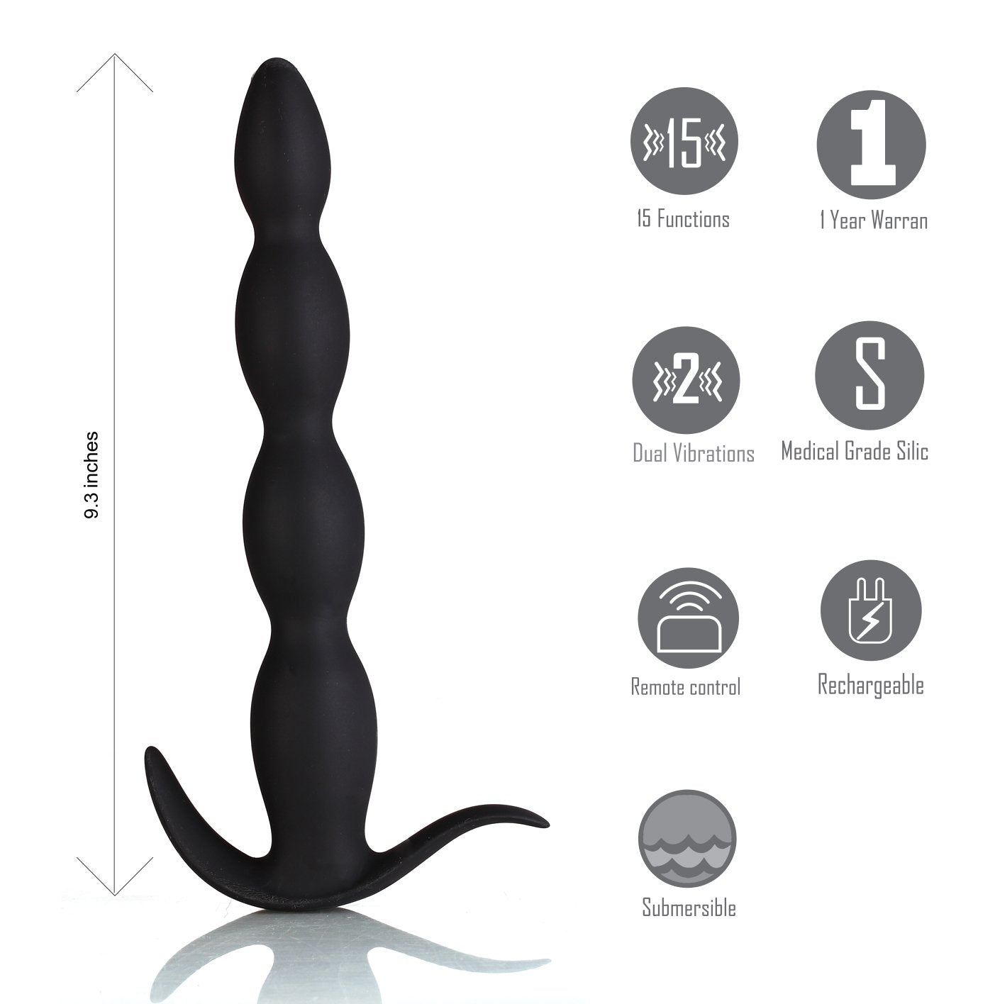 Maia Mason Black 23.6 Cm Usb Rechargeable Anal Beads With Wireless Remote