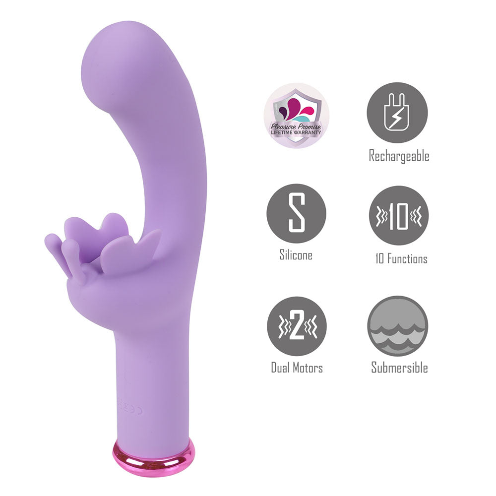 Maia Myla Lavender Lavender 15.9 Cm Usb Rechargeable Butterfly Vibrator