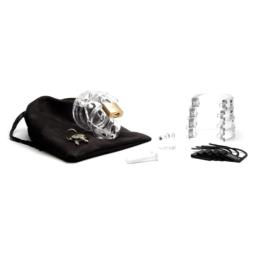 Mini Me Black Chastity Cock Cage Kit Clear Clear 1.25 Inch Cock Cage Kit