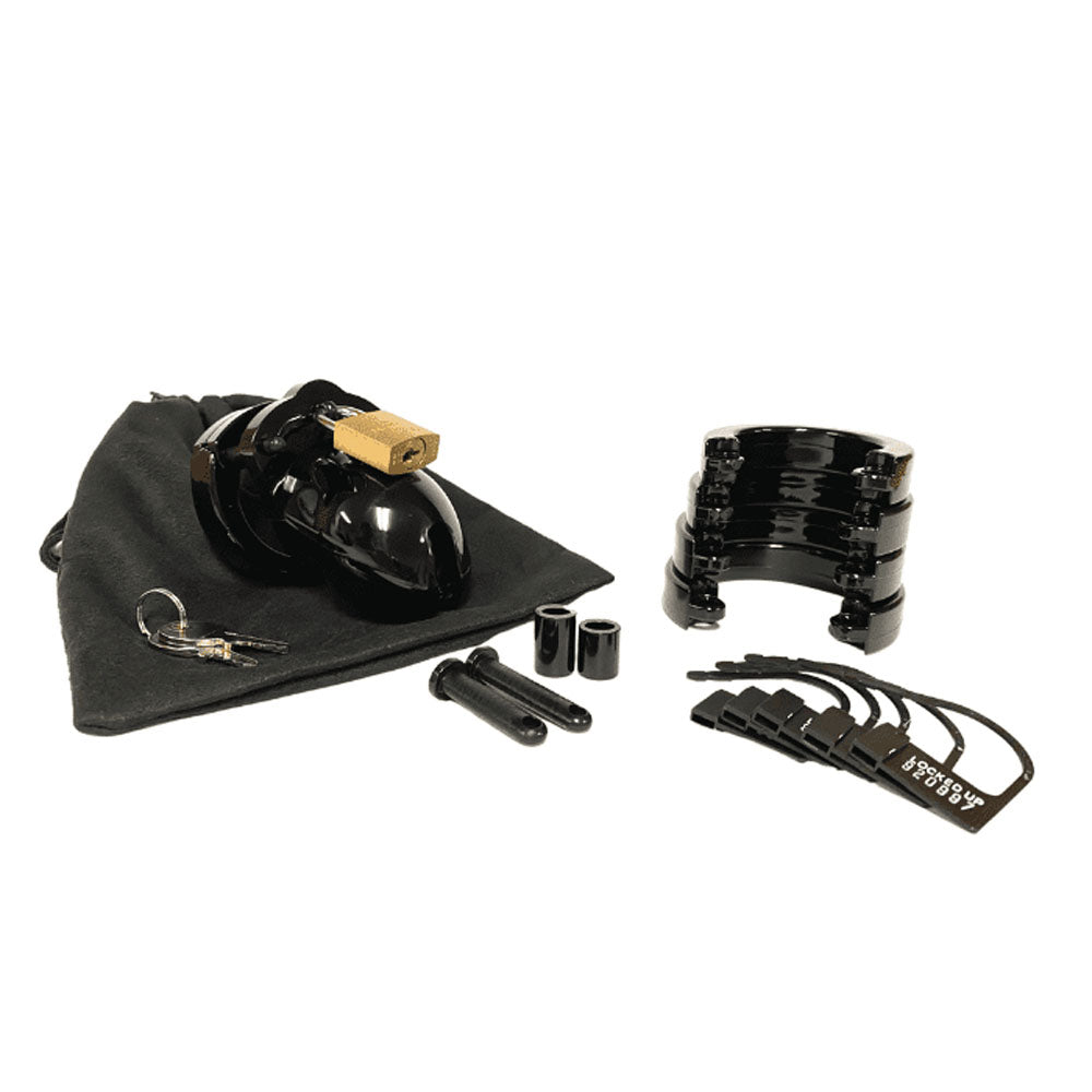 Mr. Stubb Chastity Cock Cage Kit Black Black 1.75 Inch Cock Cage Kit
