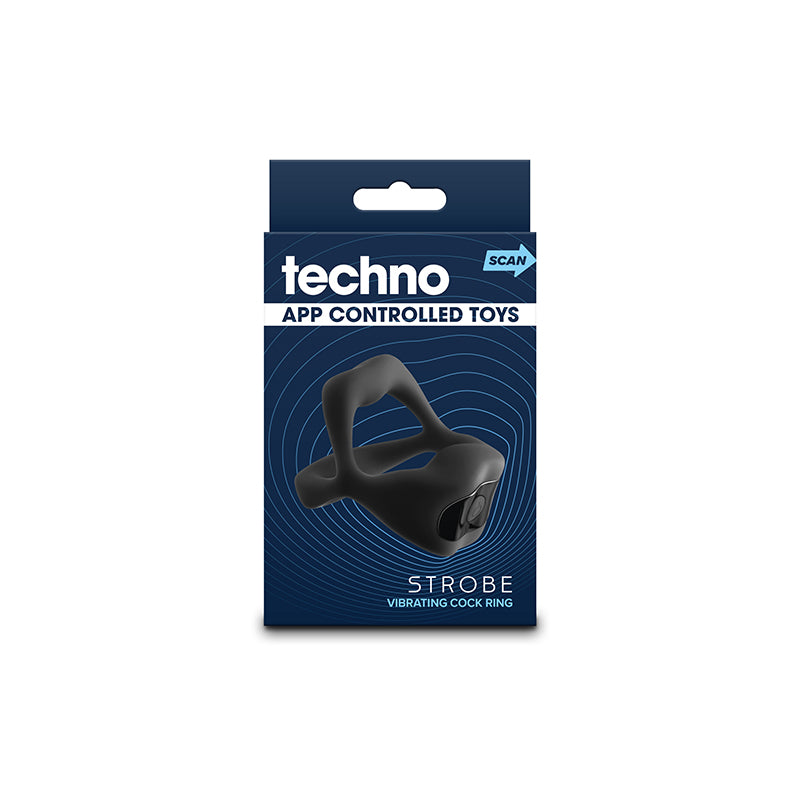 Techno Strobe Black Black Usb Rechargeable Vibrating Cock Ring With App Control