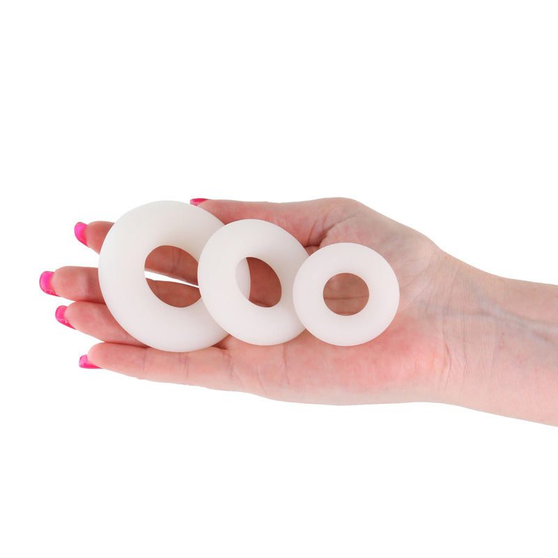 Firefly 3pc Bubble Rings White Glow In Dark Cock Rings Set Of 3 Sizes