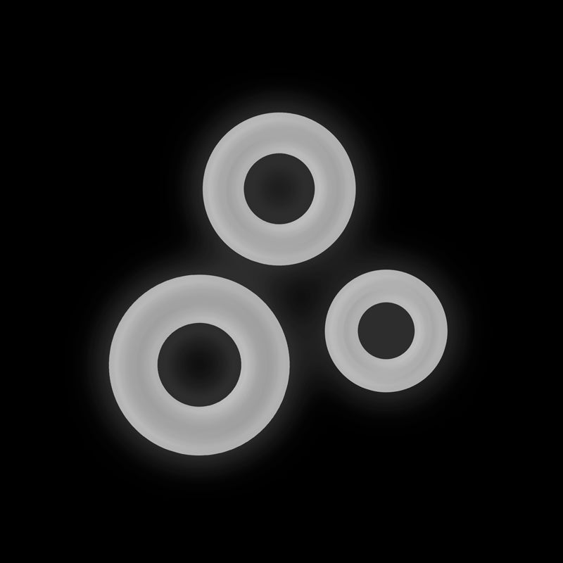 Firefly 3pc Bubble Rings White Glow In Dark Cock Rings Set Of 3 Sizes