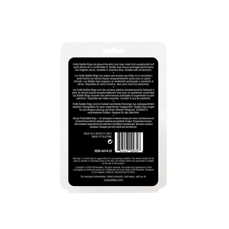Firefly 3pc Bubble Rings White Glow In Dark Cock Rings Set Of 3 Sizes