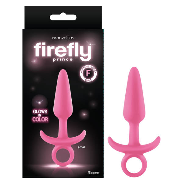 Firefly Prince Glow In Dark Pink 10.9 Cm Small Butt Plug With Ring Bull