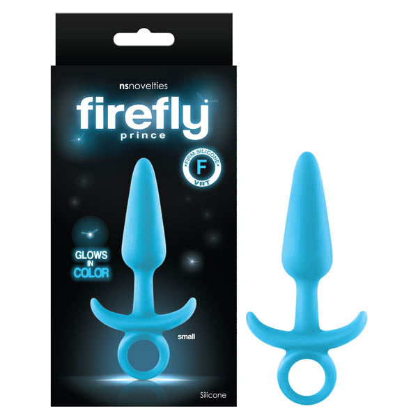 Firefly Prince Glow In Dark Blue 10.9 Cm Small Butt Plug With Ring Bull