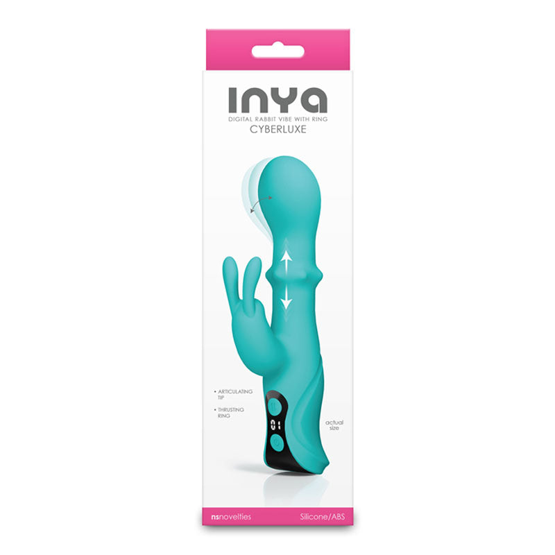 Inya Cyberluxe Aqua Aqua 18 Cm Usb Rechargeable Rabbit Vibrator With Sliding Ring Shaft