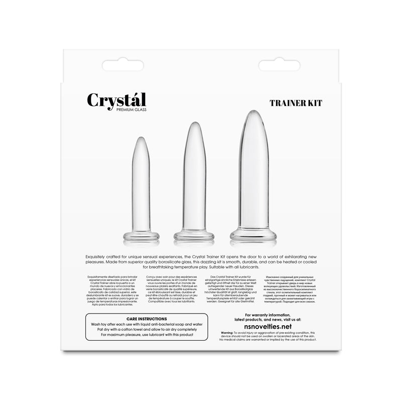 Crystal 3pc Trainer Kit Clear Clear Glass Anal Plugs Set Of 3 Sizes