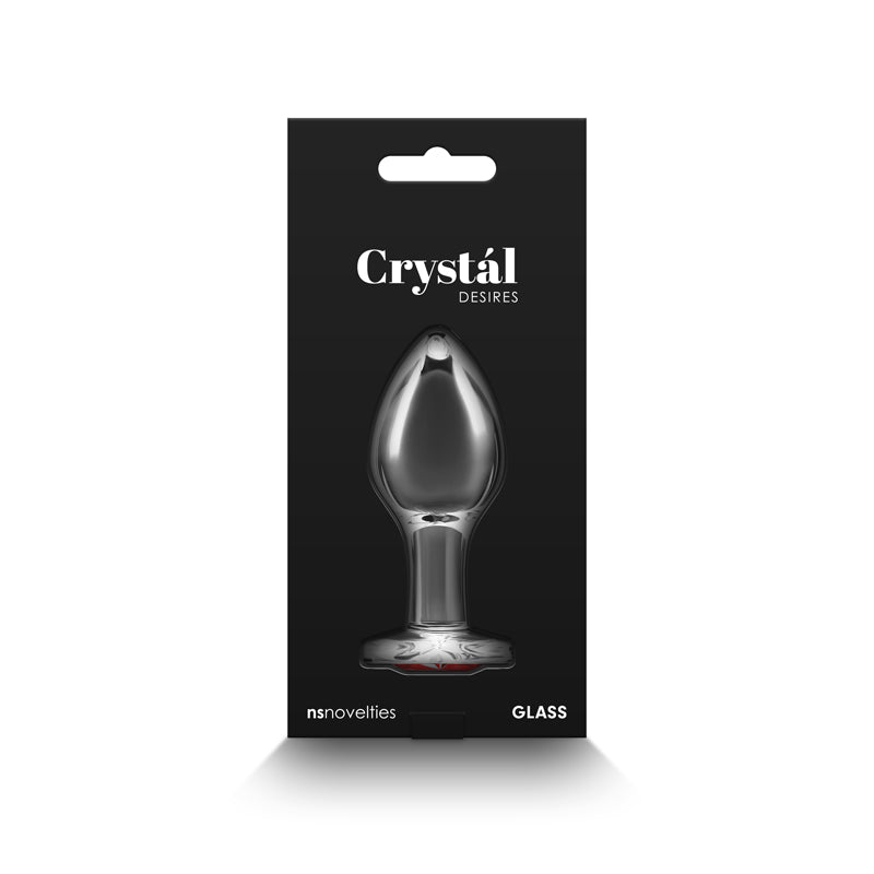 Crystal Desires Red Heart Medium Clear Glass 8.4 Cm Butt Plug With Red Heart Gem Base