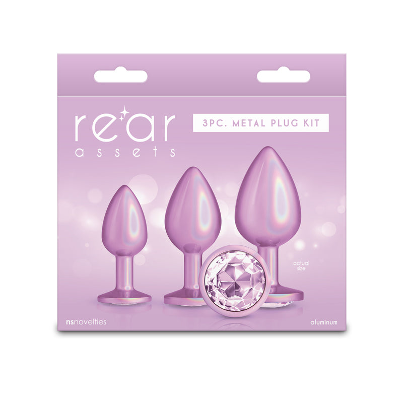 Rear Assets Trainer Kit Iridescent Pink Iridescent Pink Metallic Butt Plugs Set Of 3 Sizes
