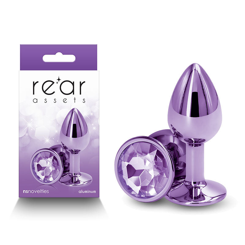 Rear Assets Small Purple Purple 7.1 Cm Small Metal Butt Plug With Purple Round Gem Base