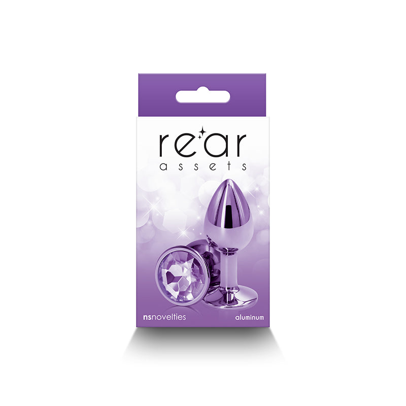 Rear Assets Small Purple Purple 7.1 Cm Small Metal Butt Plug With Purple Round Gem Base