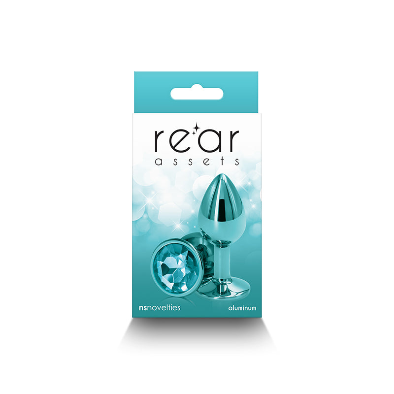 Rear Assets Small Teal Teal 7.1 Cm Small Metal Butt Plug With Teal Round Gem Base
