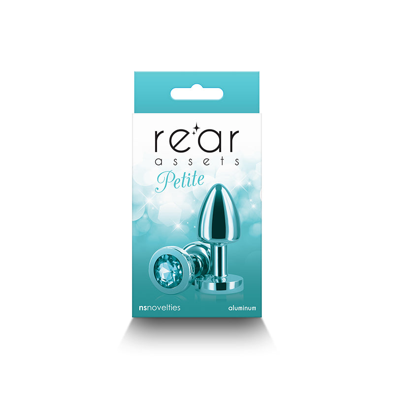 Rear Assets Petite Teal Teal 6 Cm Metal Butt Plug With Teal Round Gem Base