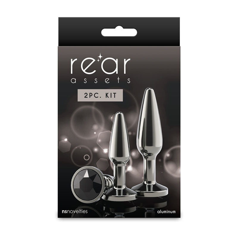 Rear Assets Tapered Trainer Kit Gunmetal Gunmetal Grey Metal Butt Plugs Set Of 2 Sizes