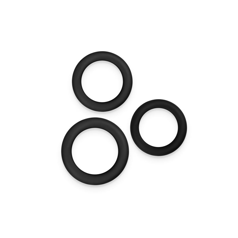Renegade 3pc Slim Rings Black Black Cock Rings Set Of 3 Sizes