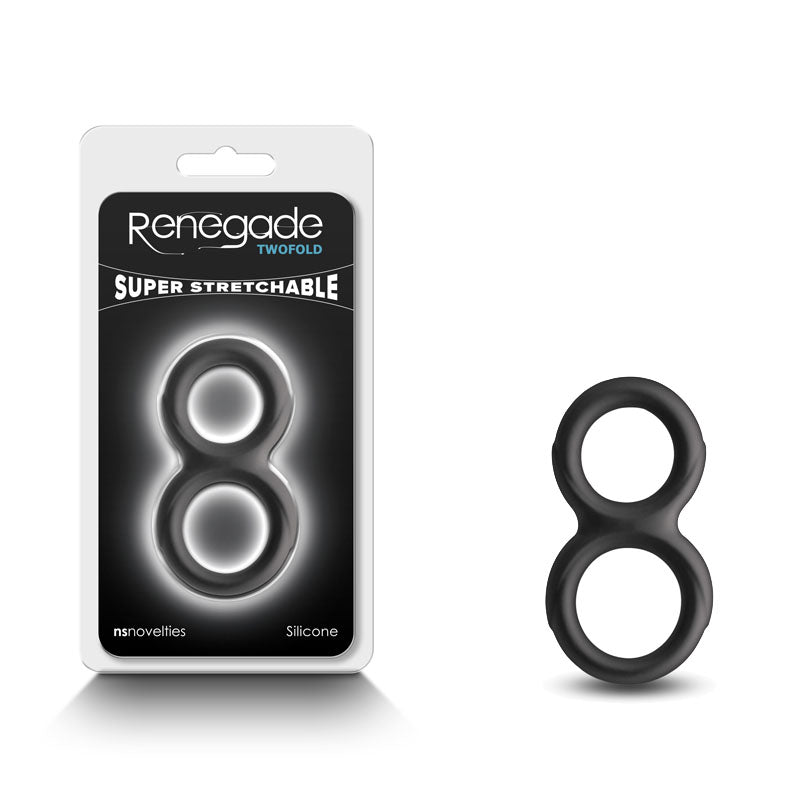 Renegade Twofold Black Black Cock & Balls Rings