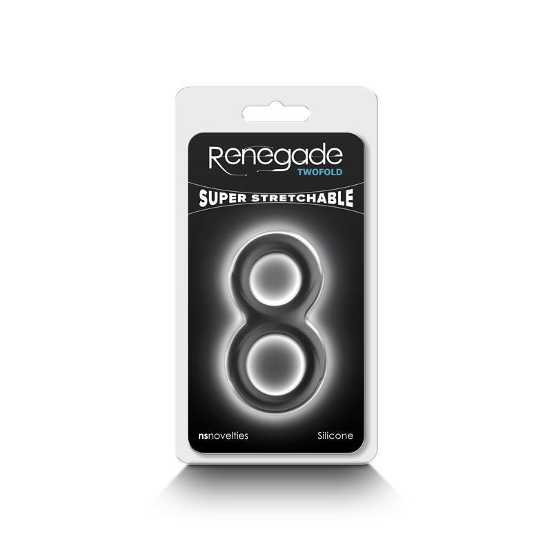 Renegade Twofold Black Black Cock & Balls Rings