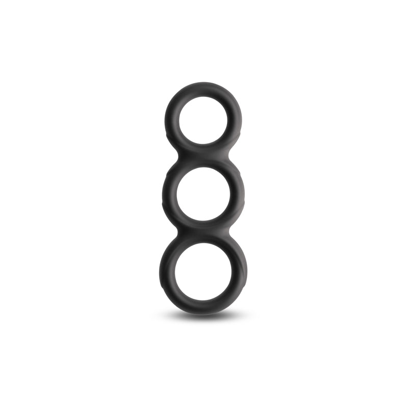 Renegade Threefold Black Black Cock & Balls Rings
