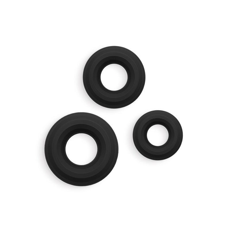 Renegade 3pc Fireman Rings Black Black Cock Rings Set Of 3 Sizes