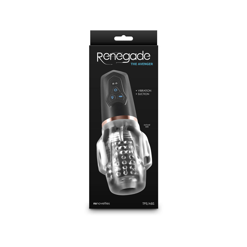 Renegade Avenger Clear/Black Usb Rechargeable Sucking Masturbator