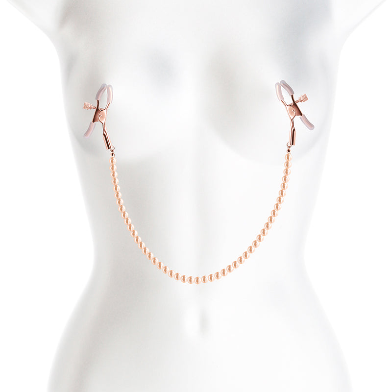 Bound Nipple Clamps Dc1 Rose Gold Rose Gold Nipple Clamps With Gold Pearl Chain
