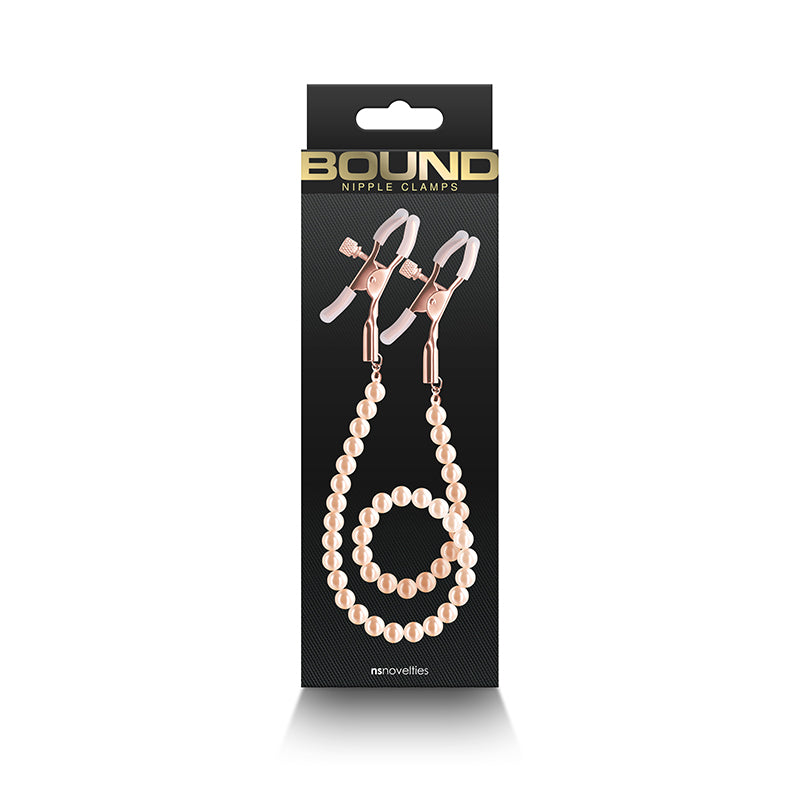 Bound Nipple Clamps Dc1 Rose Gold Rose Gold Nipple Clamps With Gold Pearl Chain