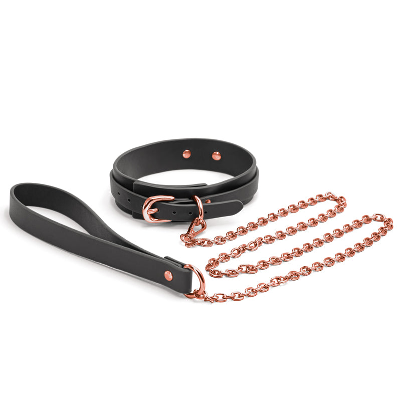 Bondage Couture Collar & Leash Black Black Restraint