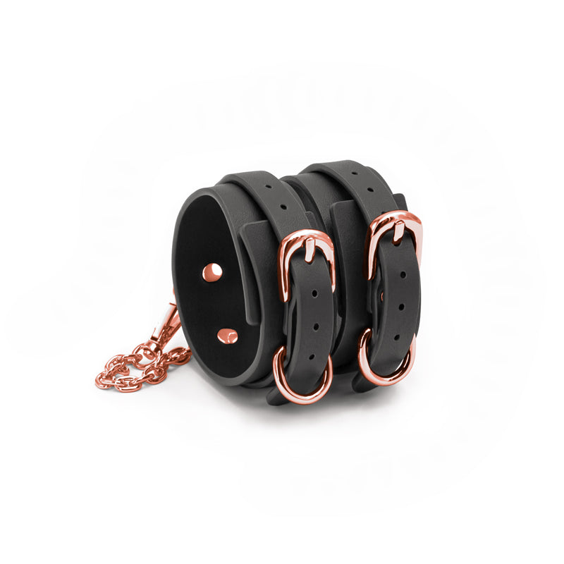 Bondage Couture Ankle Cuffs Black Black Restraints