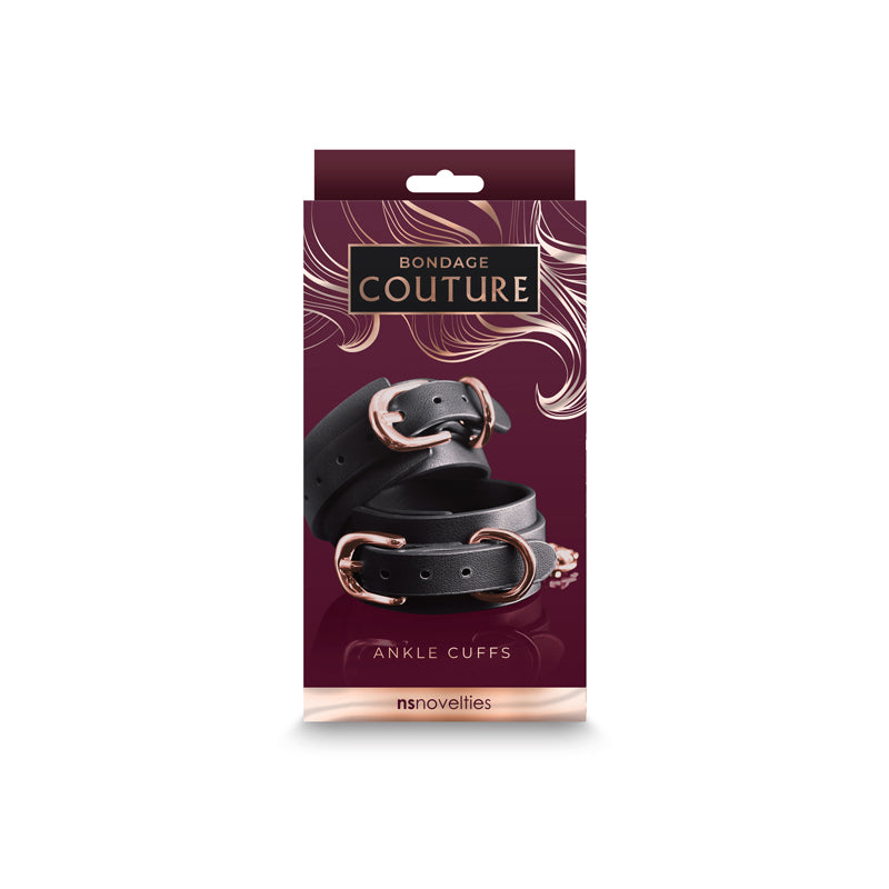 Bondage Couture Ankle Cuffs Black Black Restraints