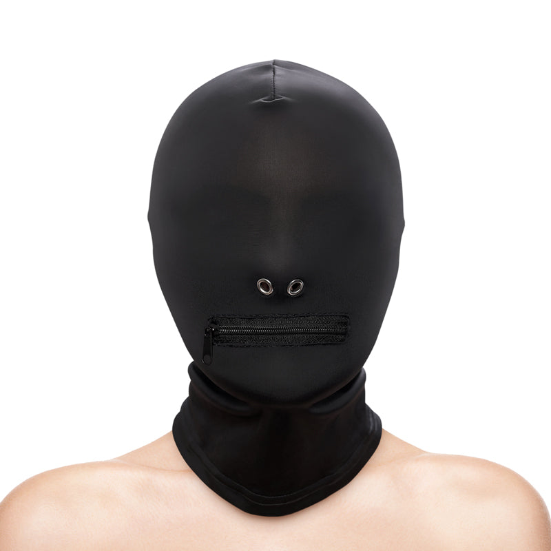 Fetish & Fantasy Zippered Mouth Hood Black Black Hood