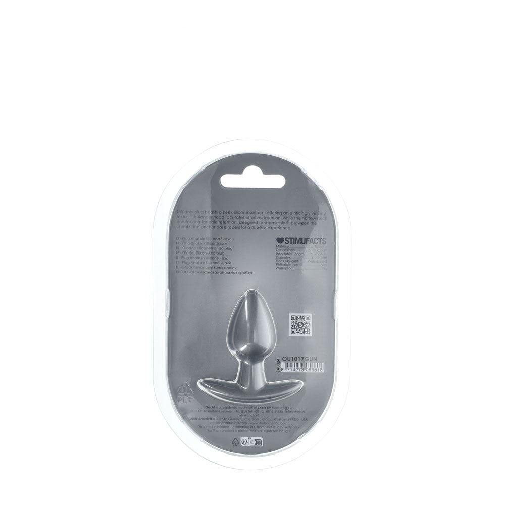 Ouch! Anal Plug Small Gun Metal Gun Metal Grey 6.5 Cm Small Butt Plug