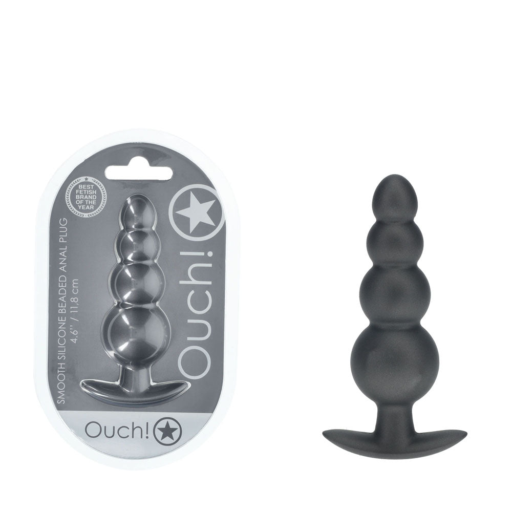 Ouch! Beaded Anal Plug Gun Metal Gun Metal Grey 11.7 Cm Butt Plug