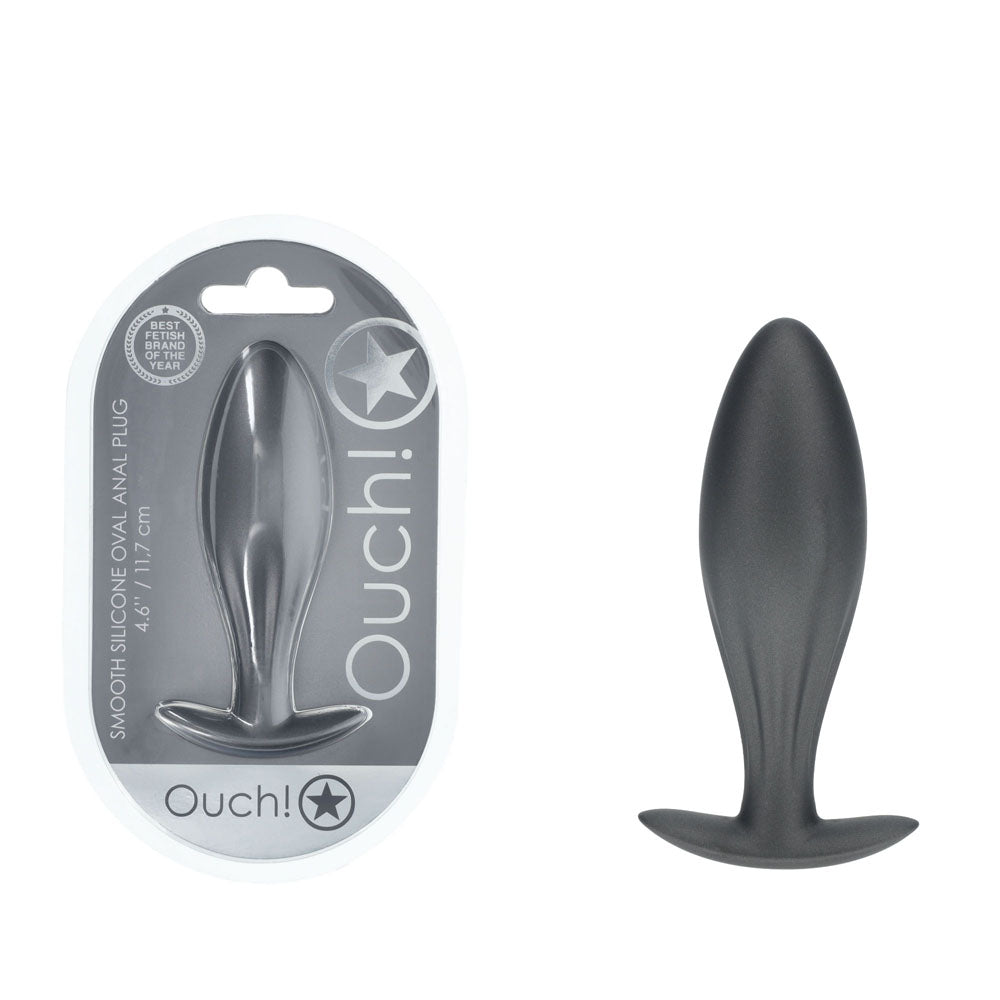 Ouch! Oval Anal Plug Gun Metal Gun Metal Grey 11.7 Cm Butt Plug