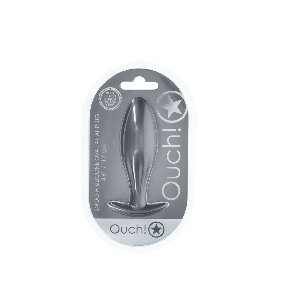 Ouch! Oval Anal Plug Gun Metal Gun Metal Grey 11.7 Cm Butt Plug