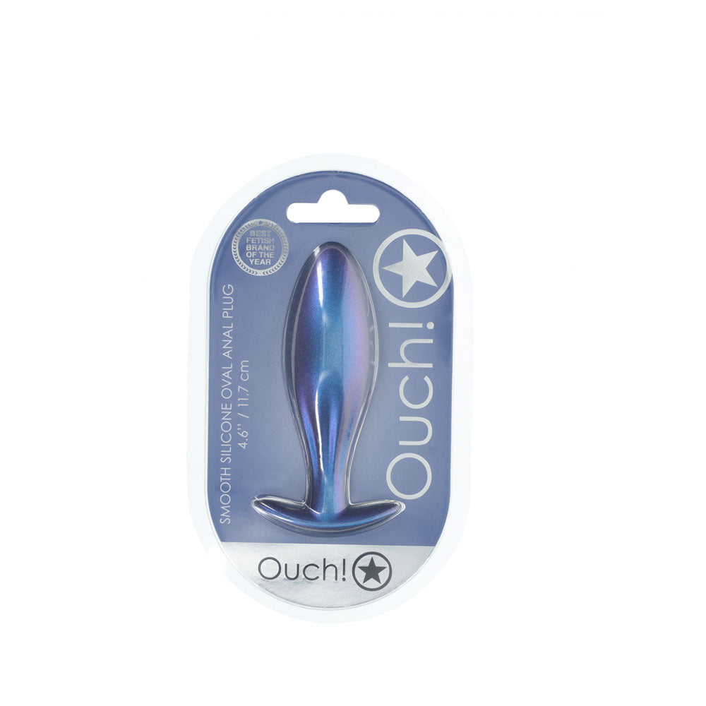 Ouch! Oval Anal Plug Metallic Blue Metallic Blue 11.7 Cm Butt Plug