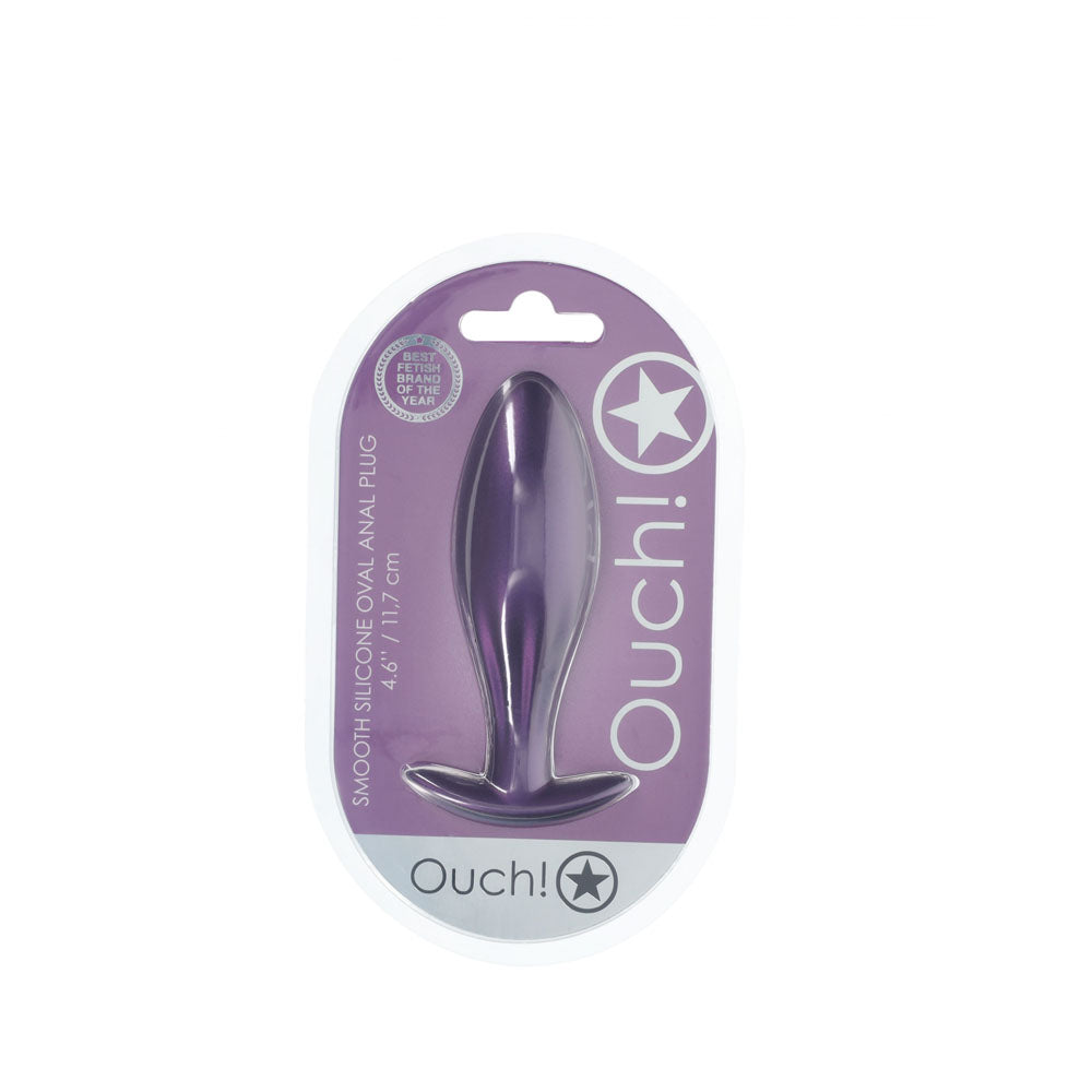 Ouch! Oval Anal Plug Metallic Purple Metallic Purple 11.7 Cm Butt Plug