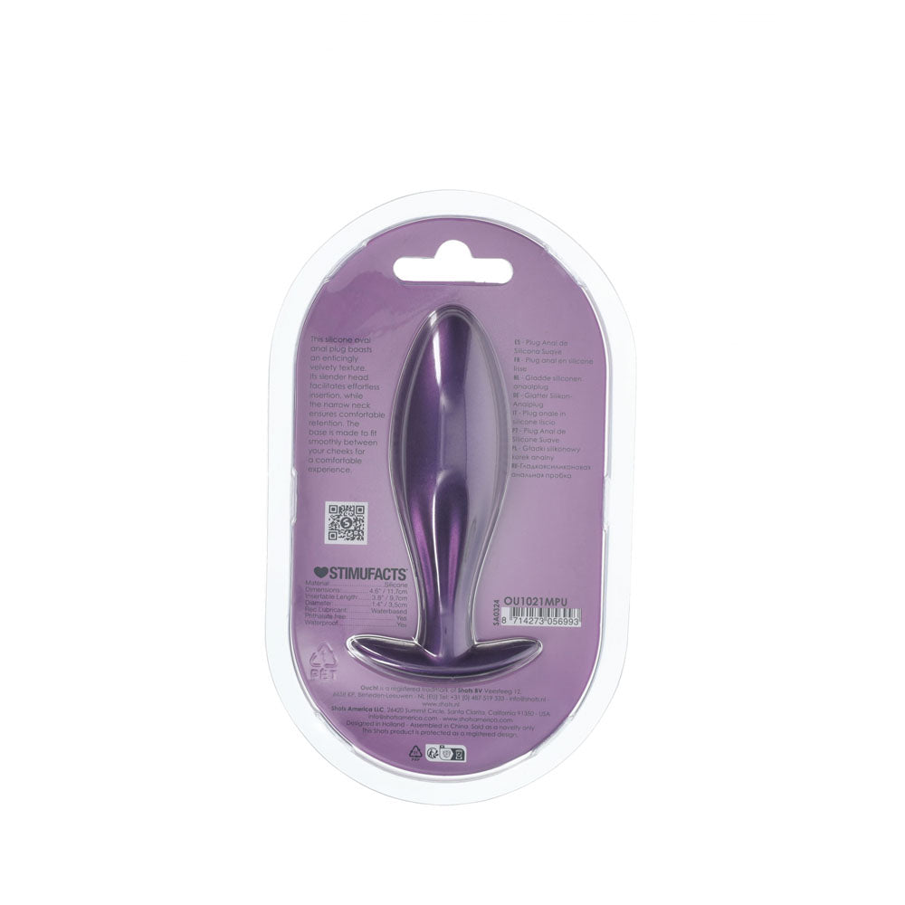Ouch! Oval Anal Plug Metallic Purple Metallic Purple 11.7 Cm Butt Plug