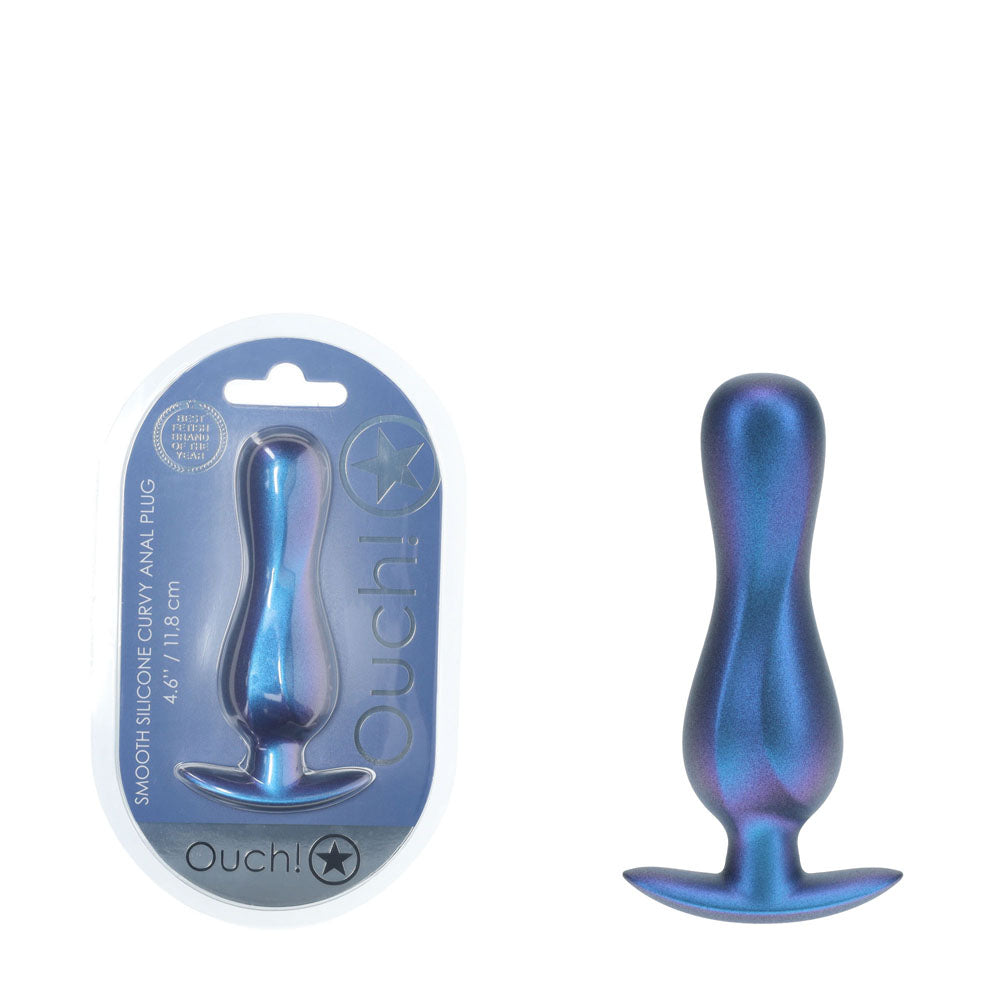 Ouch! Curvy Anal Plug Metallic Blue Metallic Blue 11.7 Cm Butt Plug