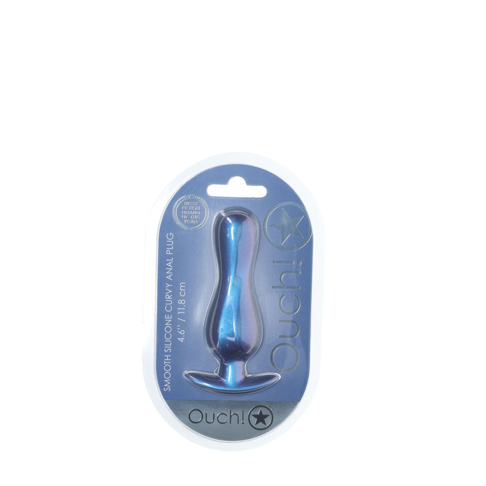 Ouch! Curvy Anal Plug Metallic Blue Metallic Blue 11.7 Cm Butt Plug