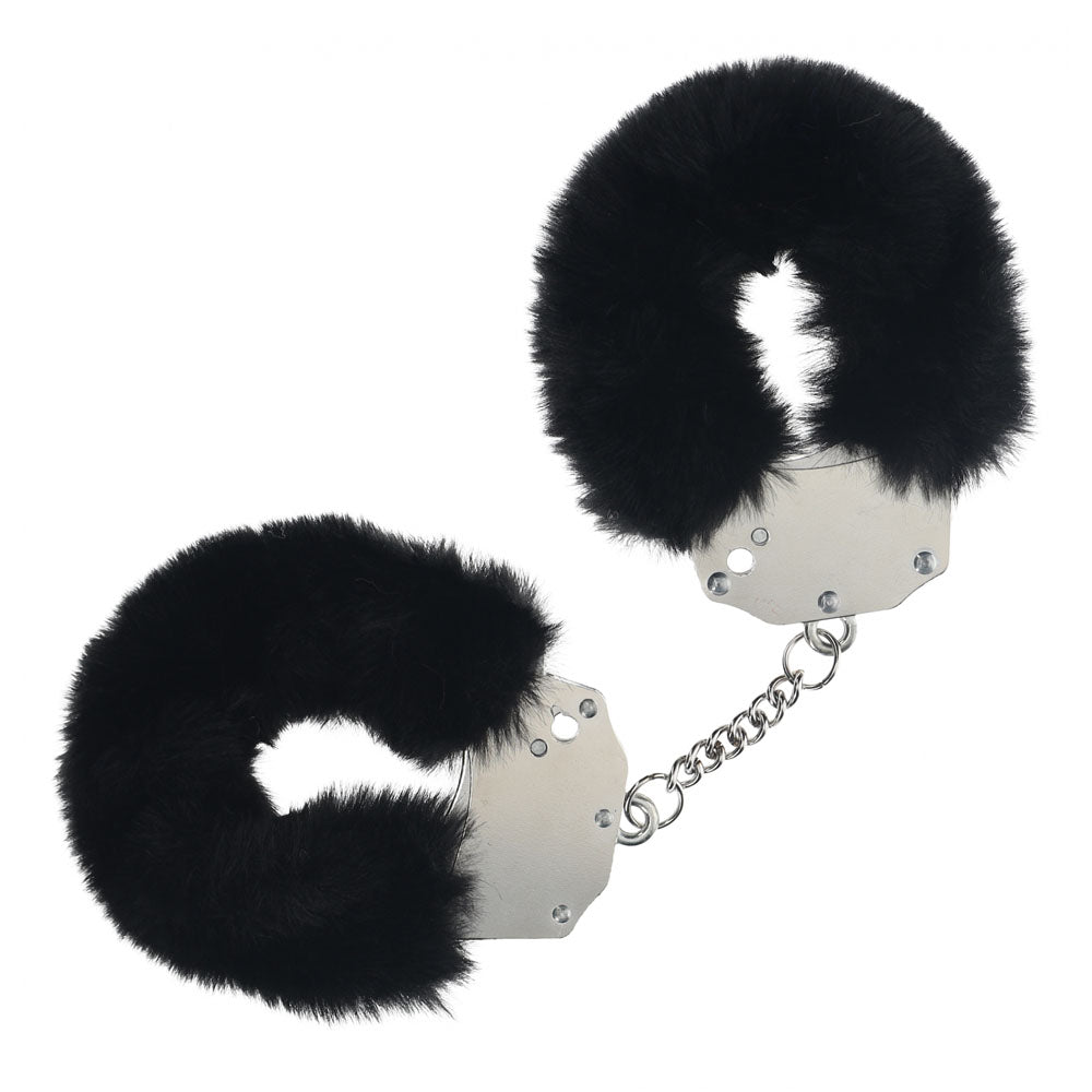 Ouch! Heavy Duty Fluffy Cuffs Black Black Fluffy Restraints