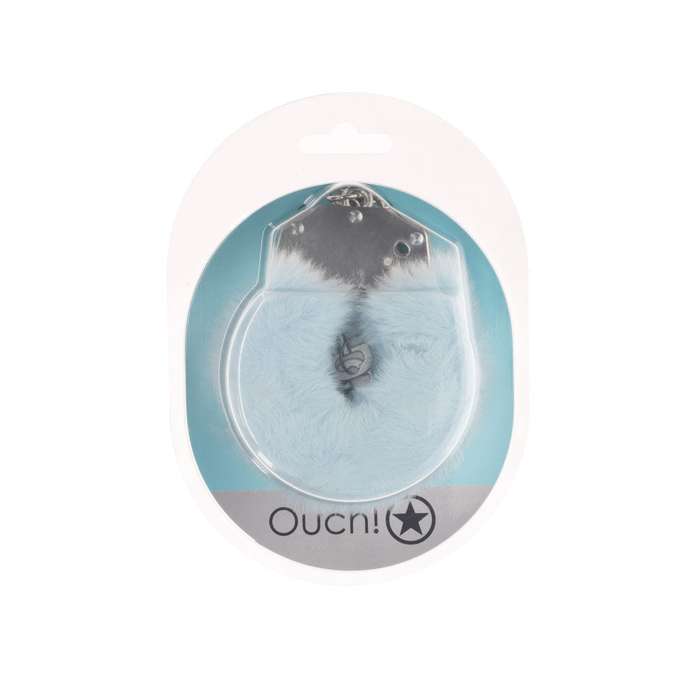 Ouch! Heavy Duty Fluffy Cuffs Powder Blue Powder Blue Fluffy Restraints