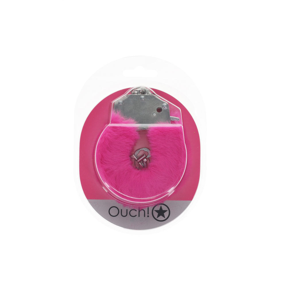 Ouch! Heavy Duty Fluffy Cuffs Pink Pink Fluffy Restraints