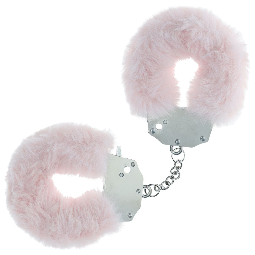 Ouch! Heavy Duty Fluffy Cuffs Powder Pink Powder Pink Fluffy Restraints