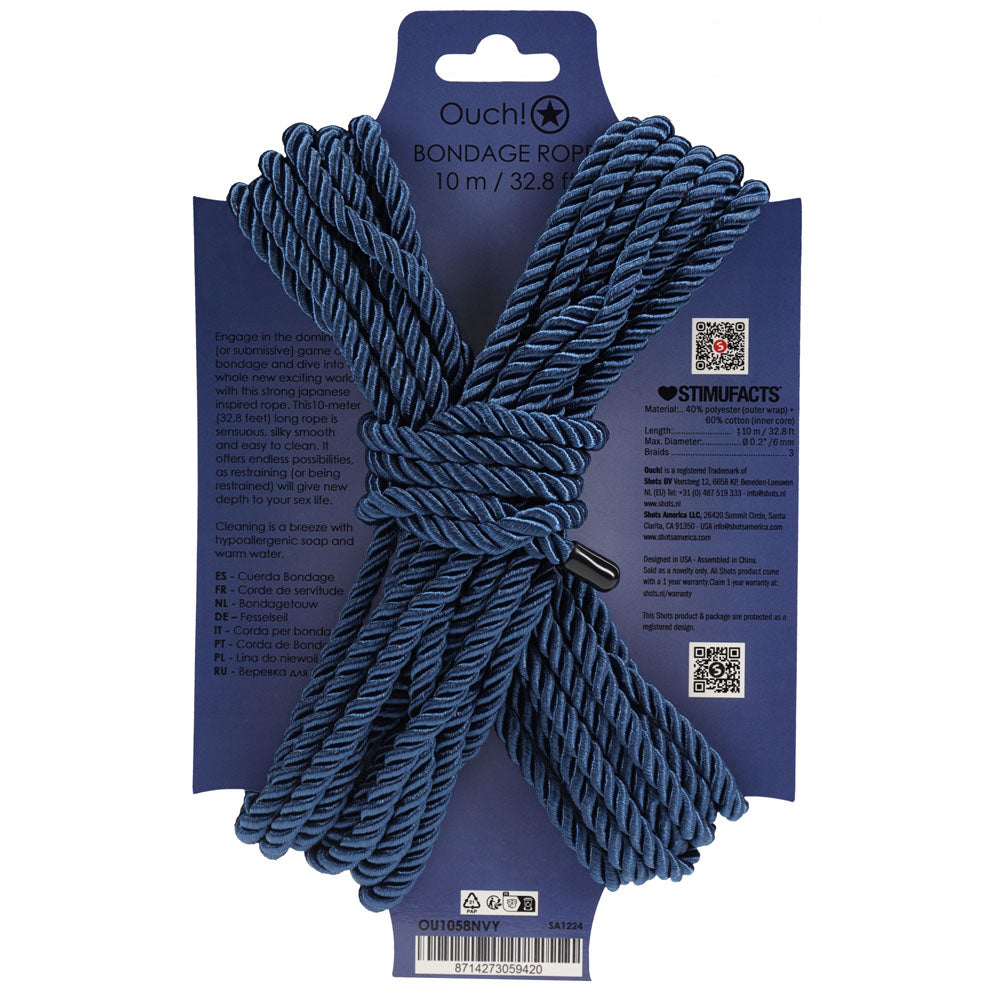Ouch! Bondage Rope 10 M Navy Blue Navy Blue Nylon Bondage Rope 10 Metre Length