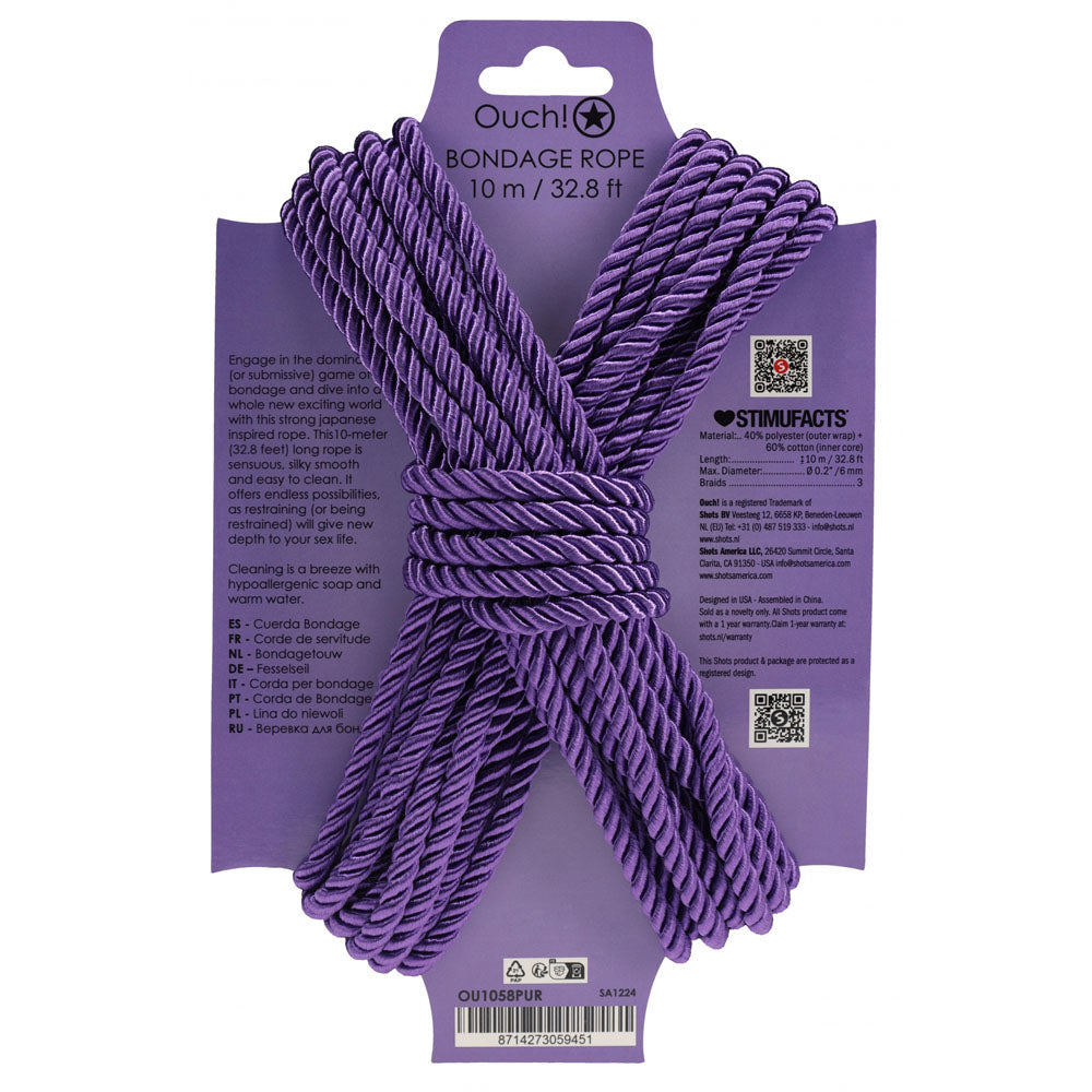 Ouch! Bondage Rope 10 M Purple Purple Nylon Bondage Rope 10 Metre Length