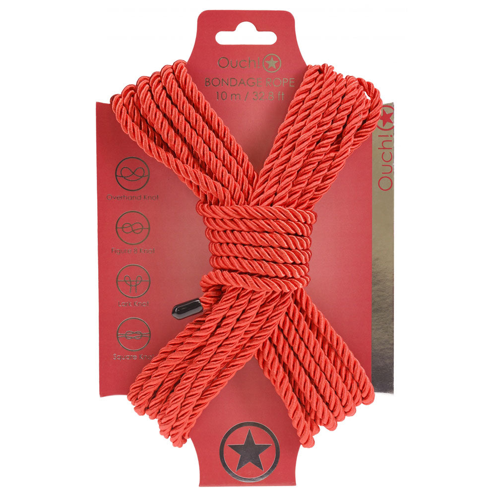 Ouch! Bondage Rope 10 M Red Red Nylon Bondage Rope 10 Metre Length