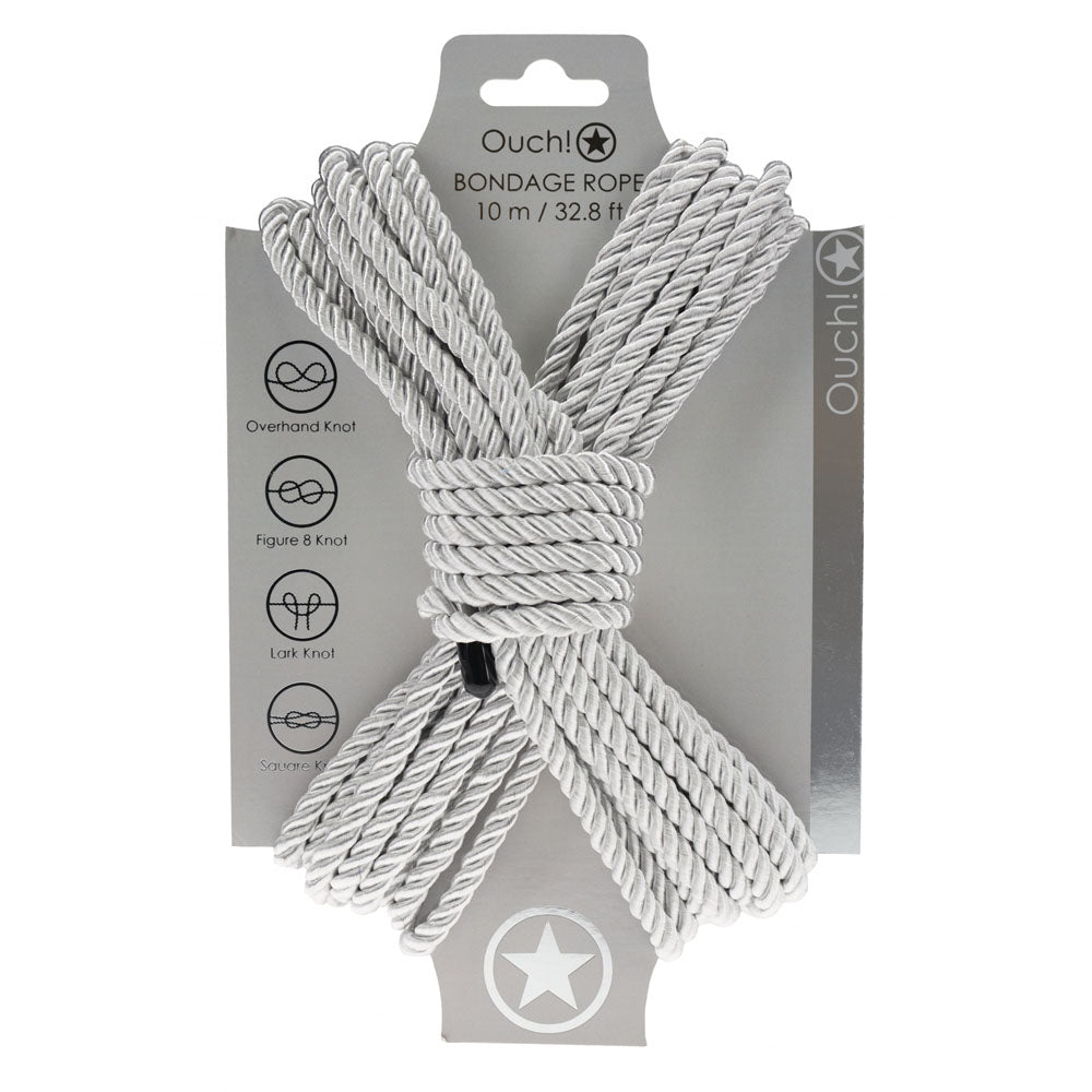 Ouch! Bondage Rope 10 M Silver Silver Nylon Bondage Rope 10 Metre Length