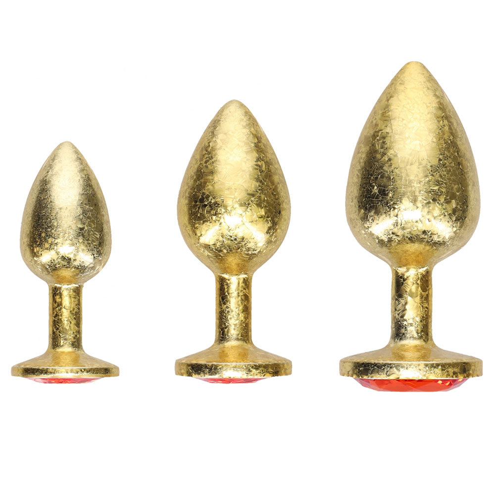 Ouch! Milan Collection Metal Anal Plug Set Gold Gold Butt Plugs With Gem Bases Set Of 3 Sizes